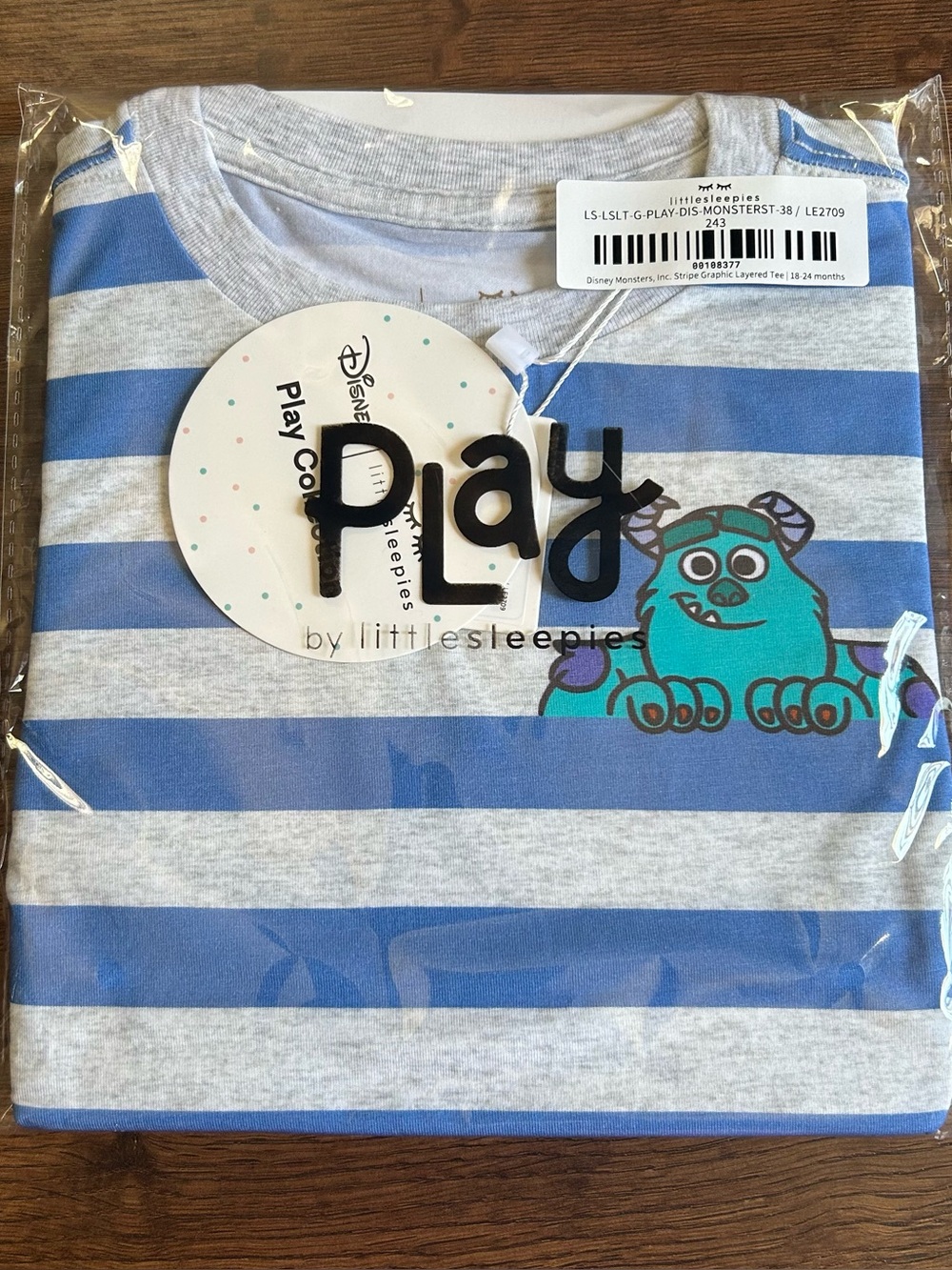Little Sleepies Disney Monsters, Inc Stripe Graphic Layered Tee Long Sleeves
